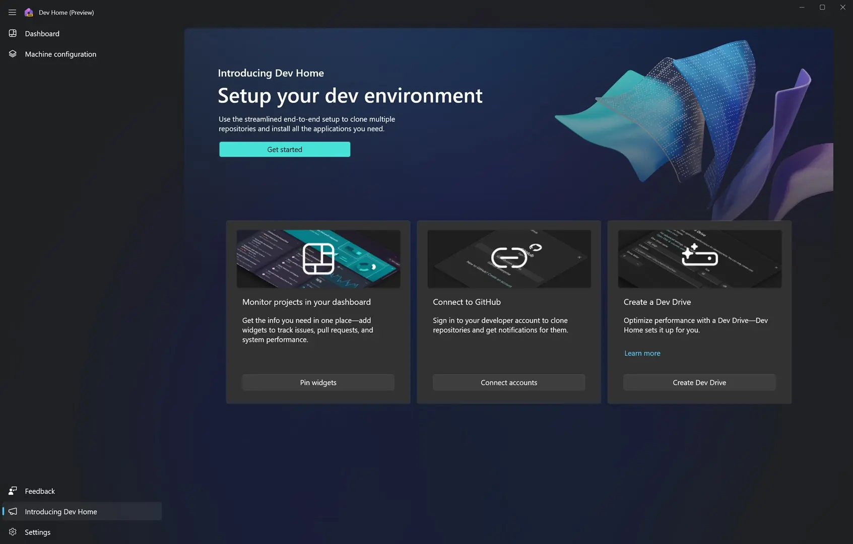 Dev Home — 免费开源的微软开发者工具